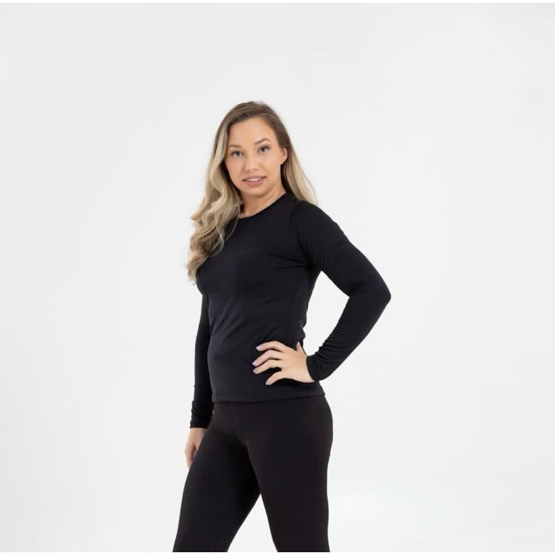 Blusa térmica feminina peluciada, flanelada de inverno