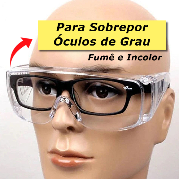 Óculos De Proteção SOBREPOR Óculos De Grau Protector Segurança Epi Hospitalar / Valeplast Ca 40186