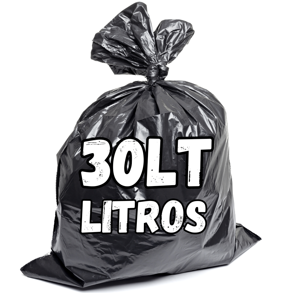Saco de lixo preto comum 30 Litros 100 unidades