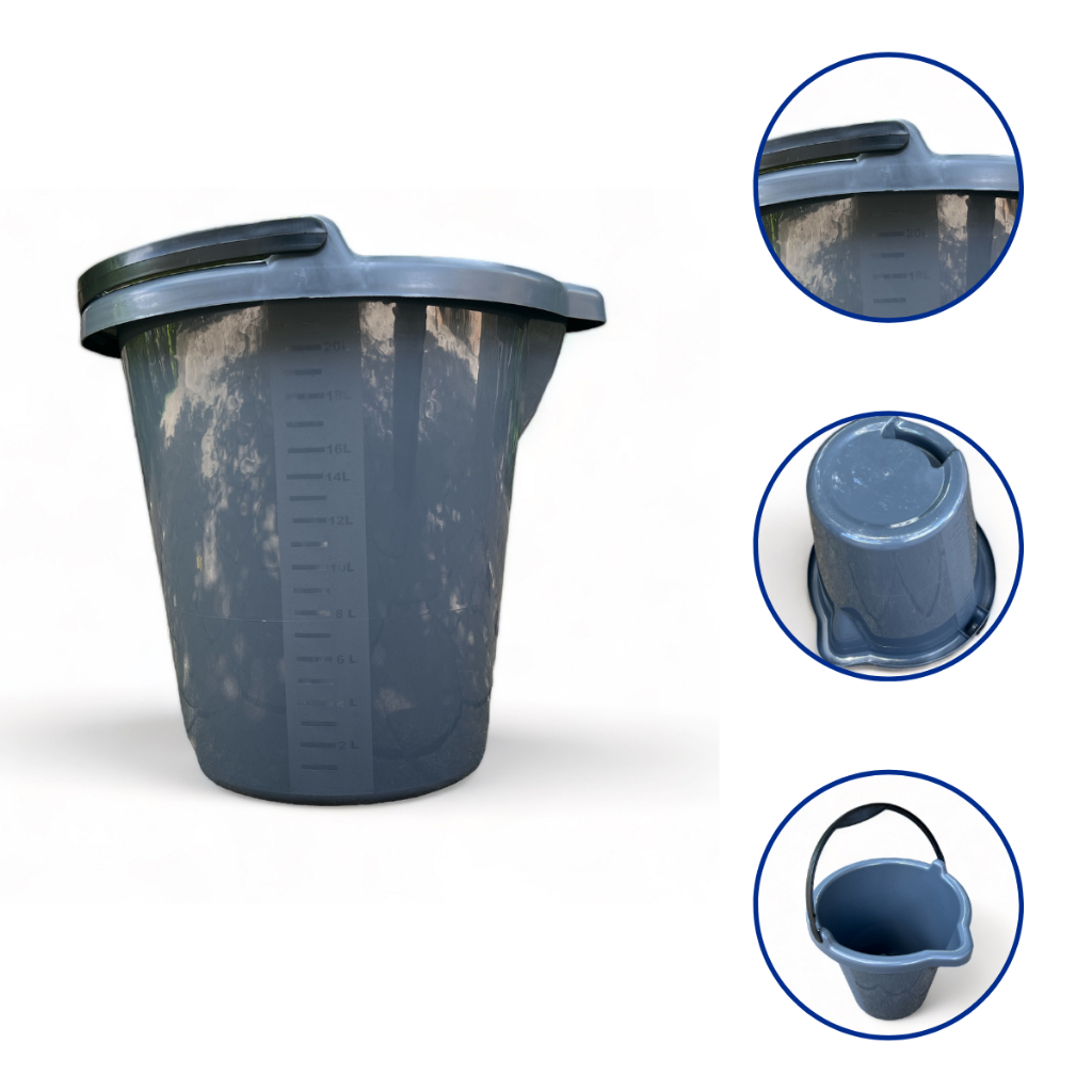 Kit 2 Baldes 21 Litros Reforçados com Medidor de Agua Para Limpeza Bico e Pegador Plástico