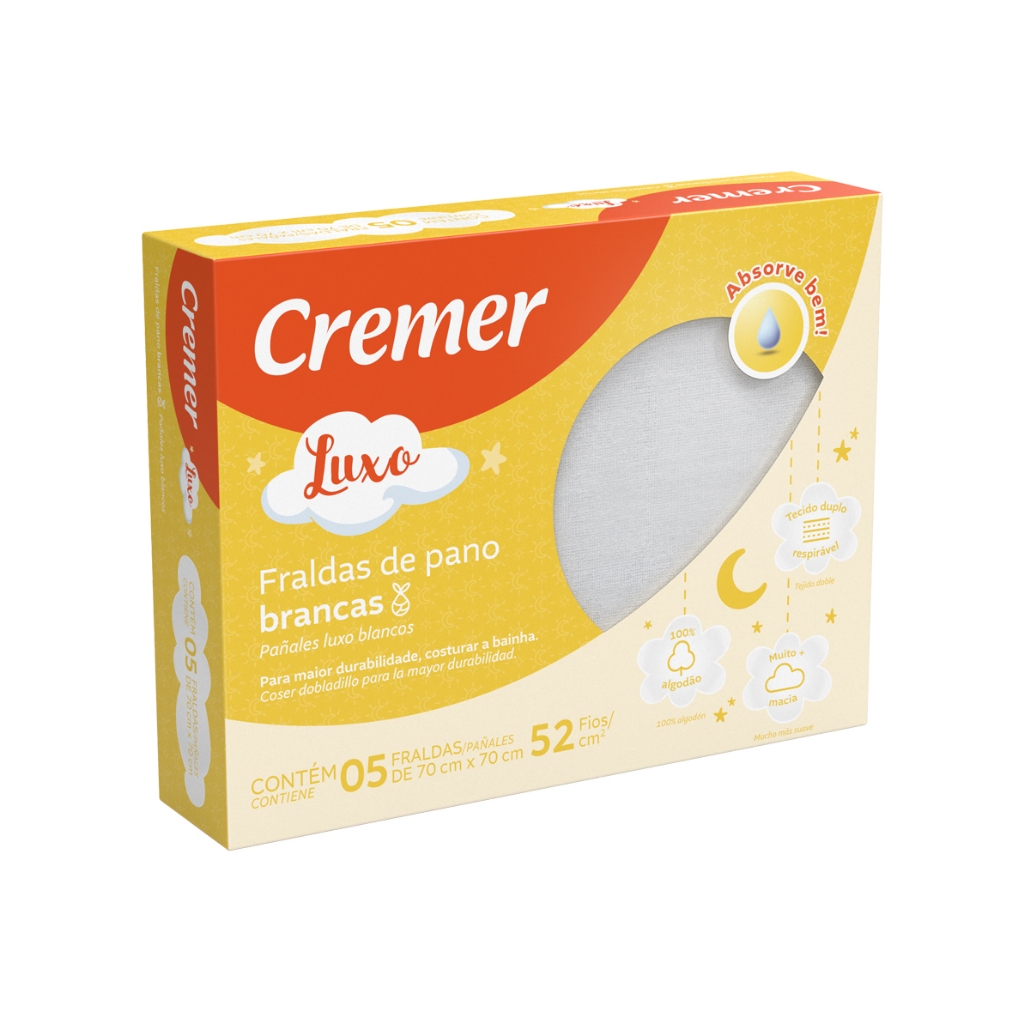 fralda de Pano Cremer Luxo Branca