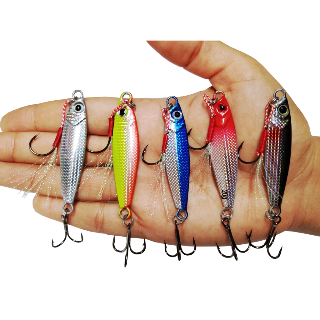 Kit 5un Iscas Artificiais Jumping Slow Jig 6cm 20g Metal