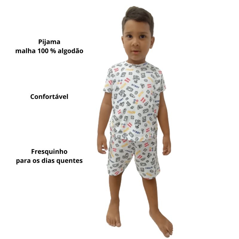 Pijama de malha infantil (feminino e masculino) Tamanho 1 2 3
