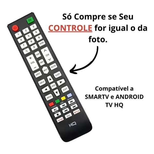 Controle Remoto Compatível Para Tv Smart HQ Hqs43nkh Hqs32nkh Hk320df  LE-7076 / Fbg-9188  MP