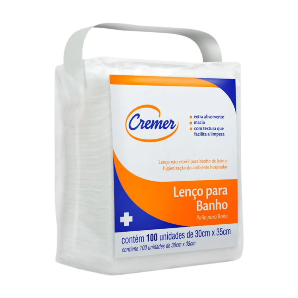 Lenço para Banho e Higiene Cremer com 100 Unidades