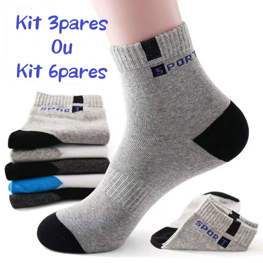 Kit 3 ou 6 Pares de Meias Masculina Adulto Cano Longo Alto com Estampa