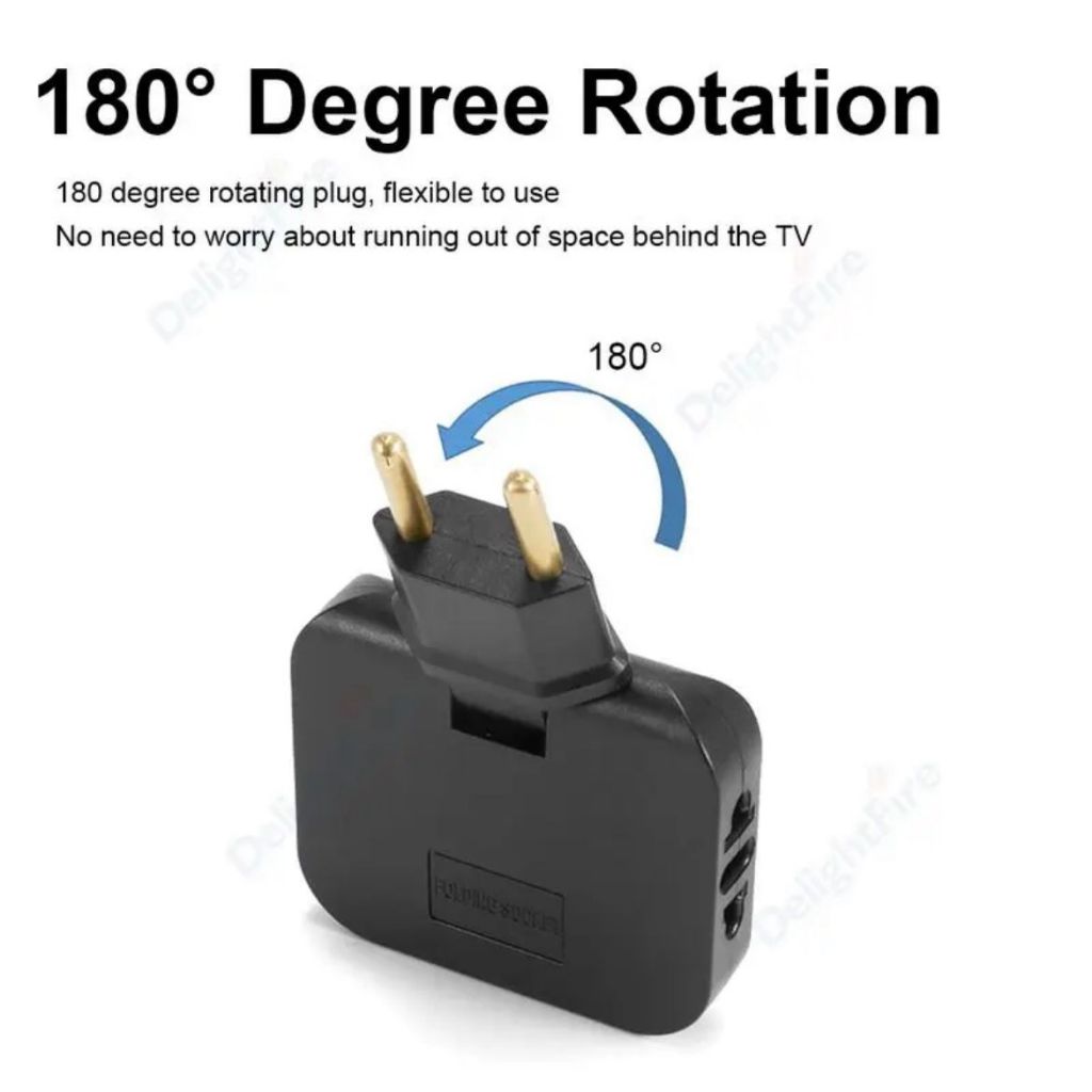 Adaptador Dobravel Tomada de 3 entradas regulavel lateral para lugares pequenos Bivolts 10A