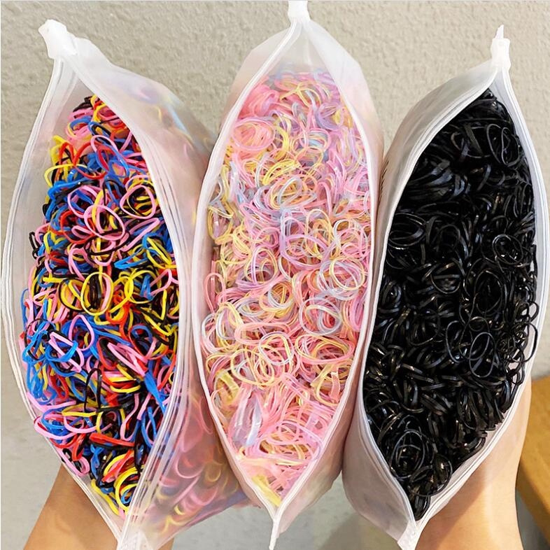 Kit 500/2000 Peças Bolsa Elástico De Cabelo Feminino Descartável Multicolorido