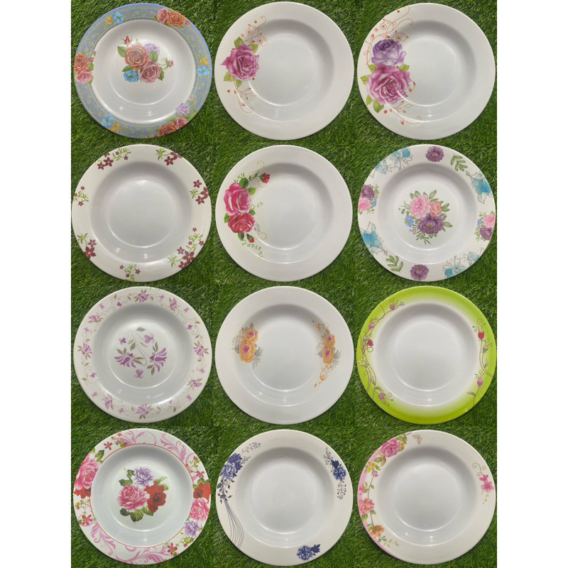 Ref :(P-07-A)Jogo Com 6 unidade Prato  Fundos 23cm Estampados De Melamina