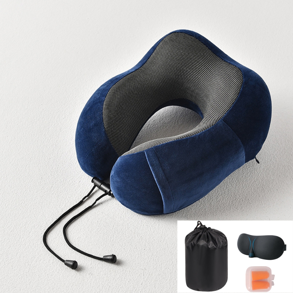 Kit Viagem Travesseiro Espuma Viscoelástica E Máscara Tapa Olho E Protetor Auricular ATP43