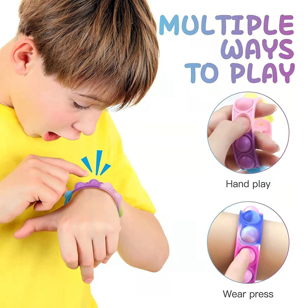 KIT 2 Uni.Pulseira Pop It Silicone Anti Stress Fidget Bolha Cores Diversas