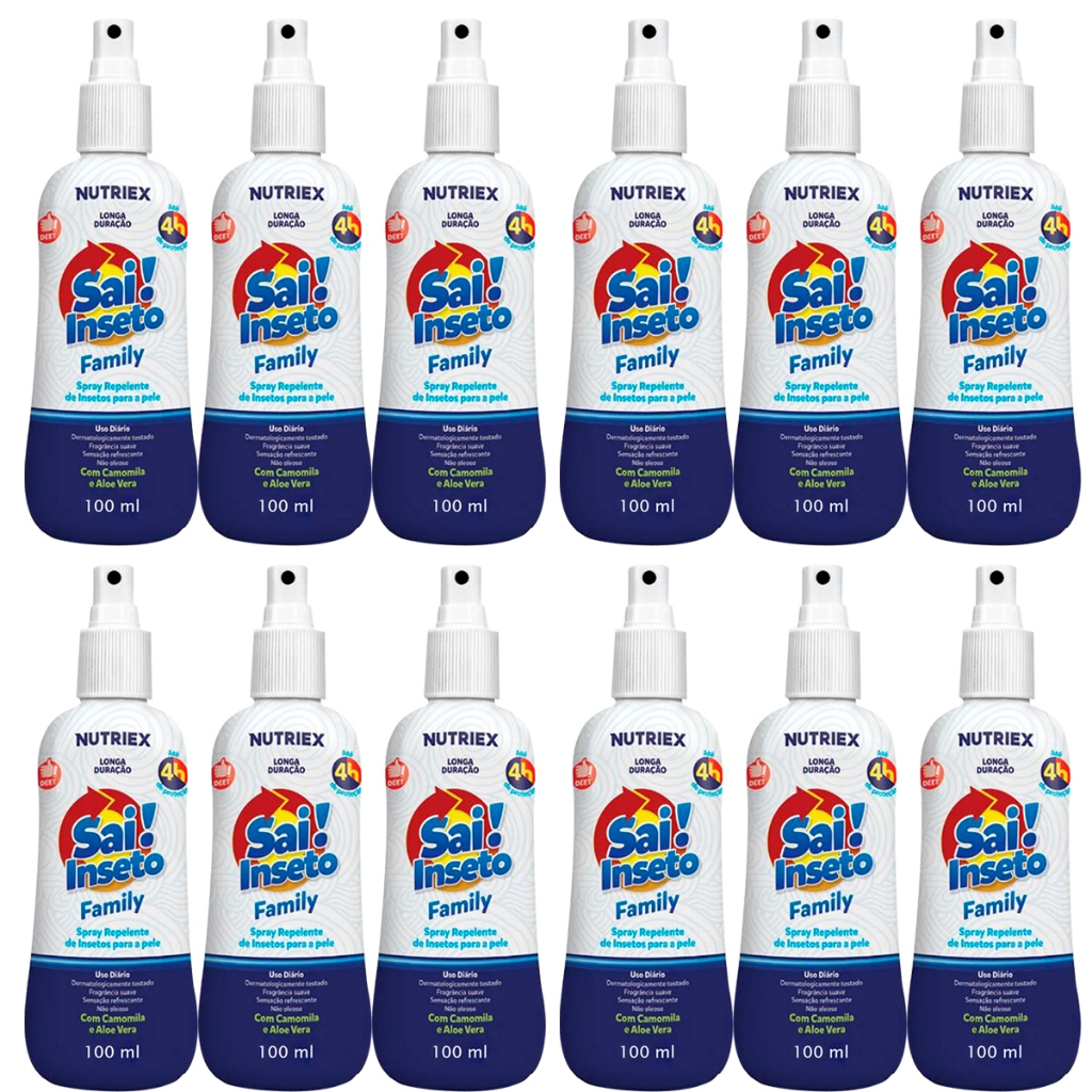 Kit 12un Repelente Spray Sai Insetos Family 4H 100ml