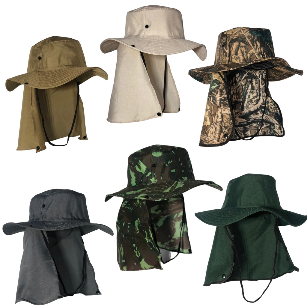 Kit 2 Chapéu Pescador Australiano Boné Pesca Proteção Pescoço Sol Chapéu Pescado Camping Australiano