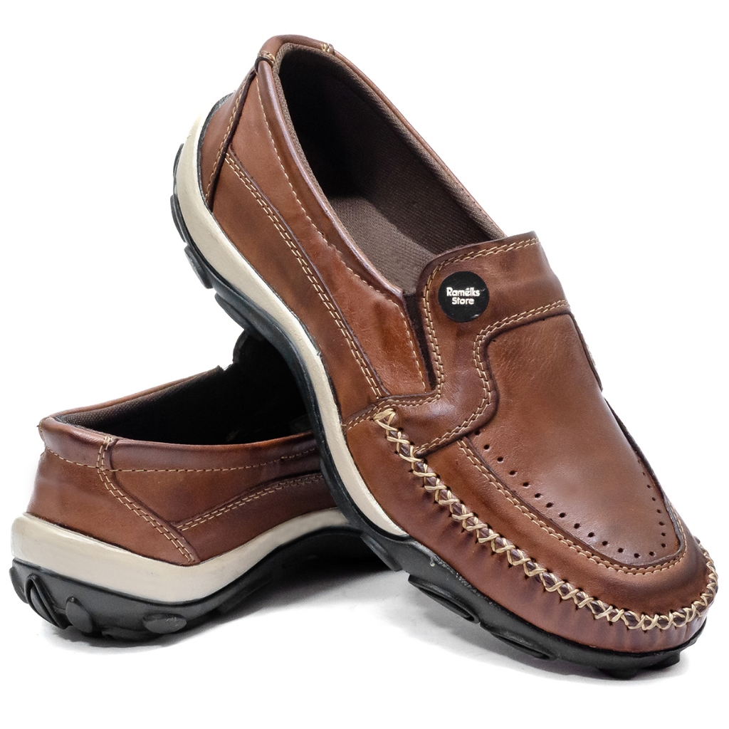 Sapatilha Mocassim Masculina todo em Couro Legítimo  Havana- 2020