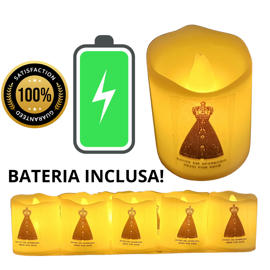 Velas Led Nossa Senhora Aparecida Religioso decorativas de Led eletrônicas (COM BATERIA INCLUSA)