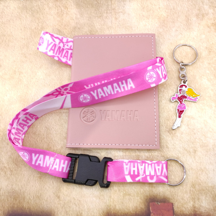Yamaha Todo Rosa Kit Porta-Documentos Chaveiro Penélope Feminino e Cordão de Menina Motos