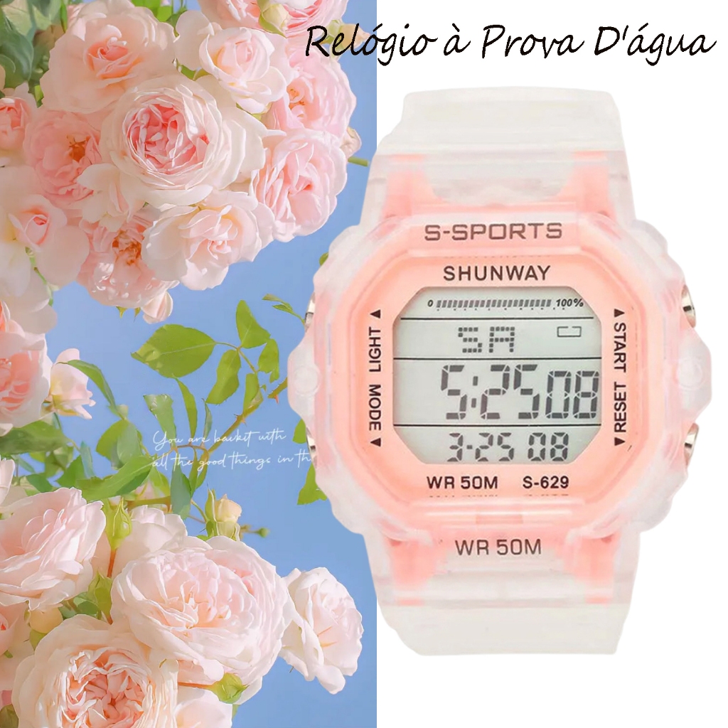 Relogio Digital Feminino Original Infantil A Prova D'Água Quadrad Eletrônico Da Moda