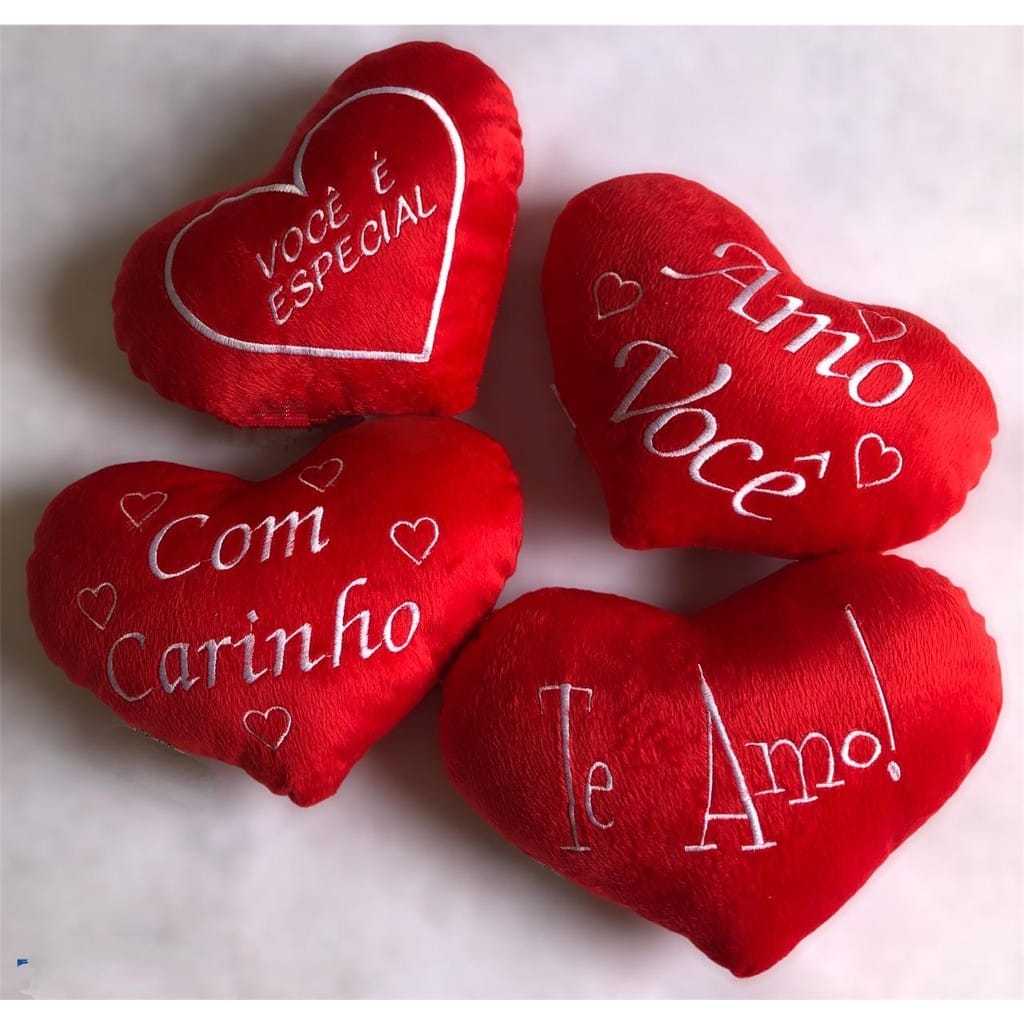 Kit 5 Corações De Pelúcia Para Cestas