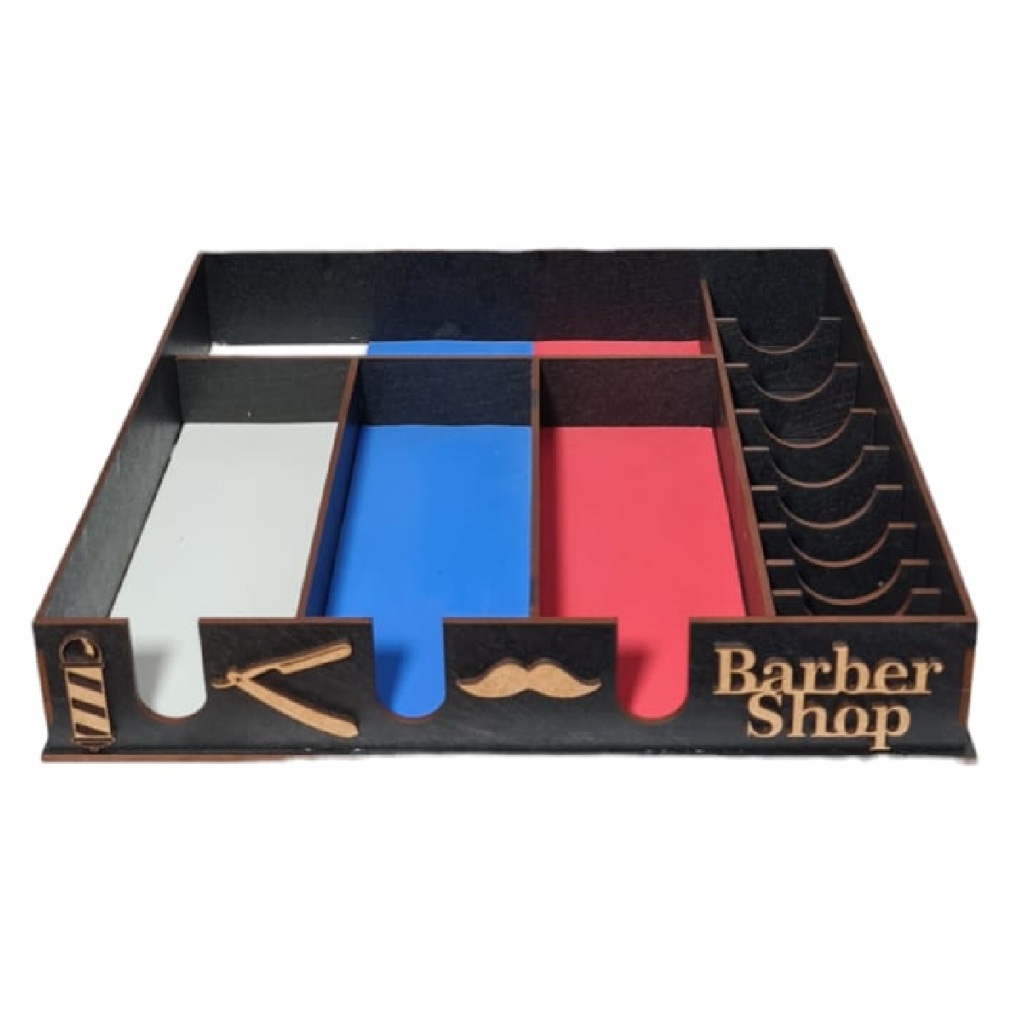 Suporte Organizador de Máquinas na cor Preta para cortar cabelo Barbeiro Barbearia Barbershop