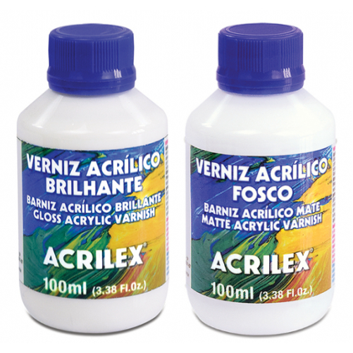 Kit 2 Vernizes Acrilico 100ml - 1 Bilhante E 1 Fosco Acrilex + Nota Fiscal