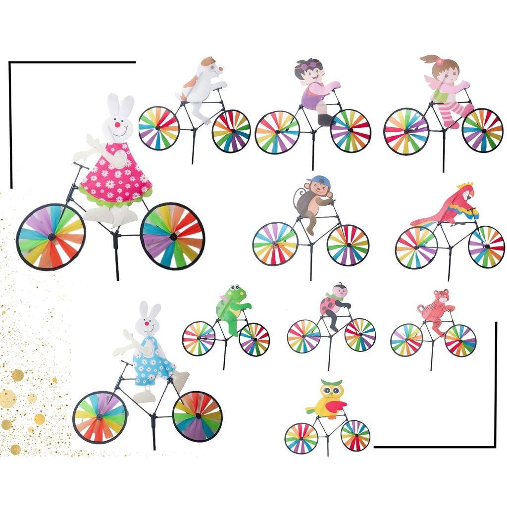Cata-vento Bicicleta Giratório Enfeite jardim decoração catavento animais joaninha abelha menino