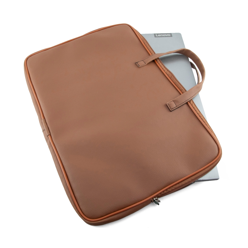Pasta Case Notebook Capa Com Alça Lisa 14/15/17 Polegadas Marrom Couro Ecológico