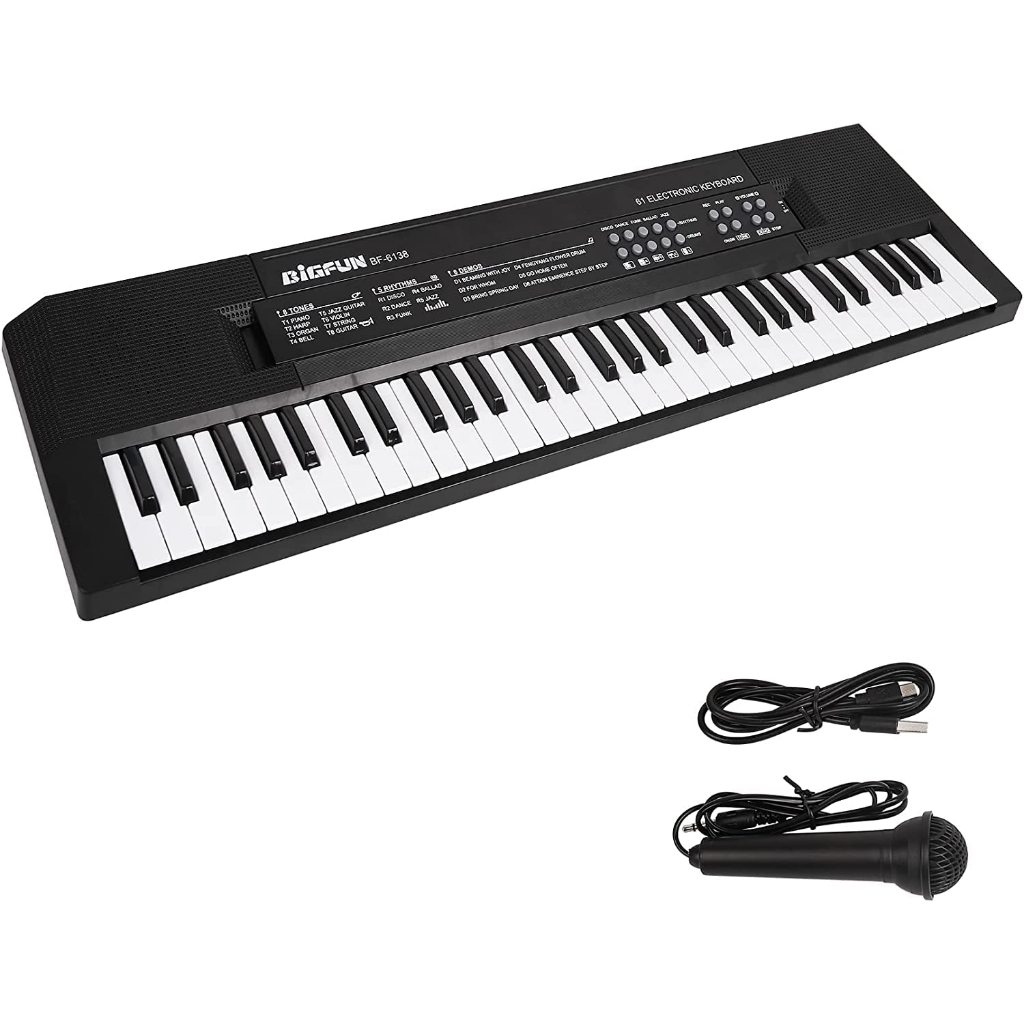 Teclado Eletrônico Órgão  Teclas Bf-6138 Musical Profissional com microfone premium