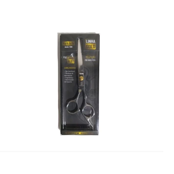 Tesoura P/ Cabelo Fio Navalha Profissional 6,5'' Linha Gold