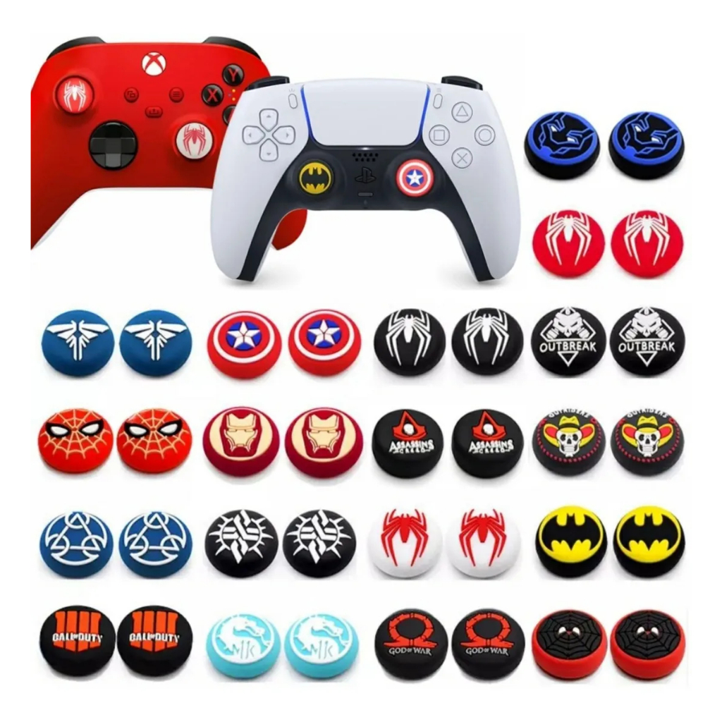 Par de Grip Protetora de Silicone para Analógicos de Controles PS4, PS5, Xbox Series, One e 360