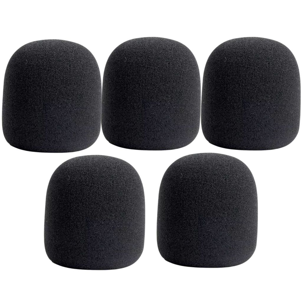 Kit 5 Espumas Protetora Universal Para Microfone - Condensador Pop - Modelo SM58 - Com e Sem Fio - PRETAS