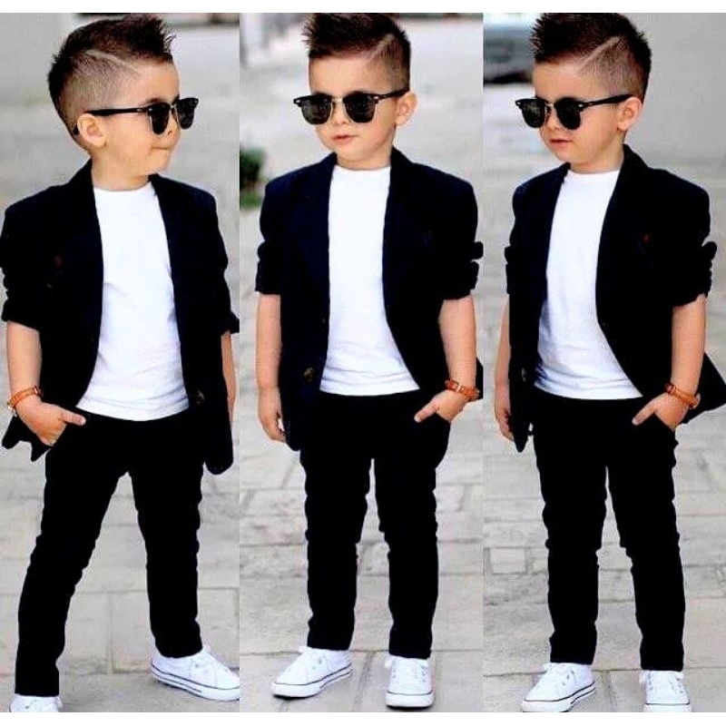 Blazer infantil menino preto e bege casamento festas a rigor