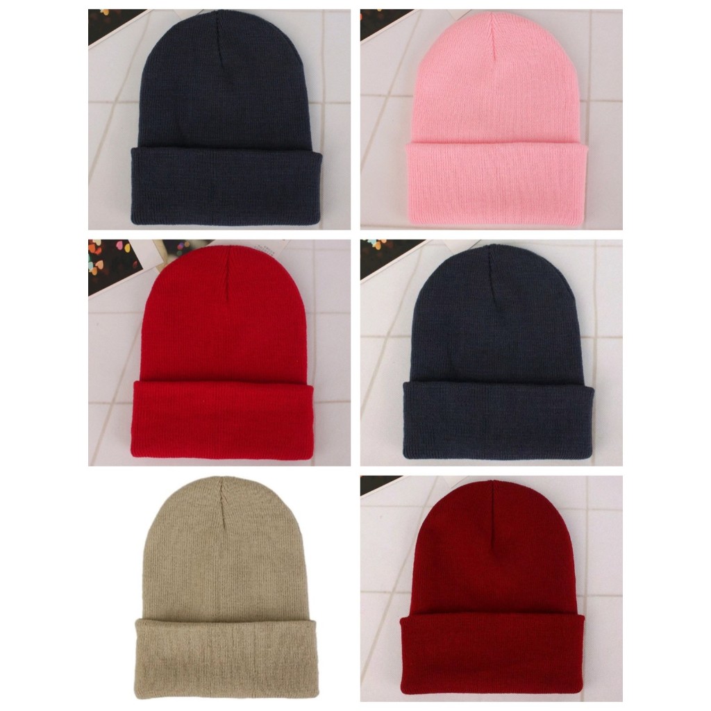 Touca de Lã Unisex Preta Básica Adulto Inverno Clássica Lisa