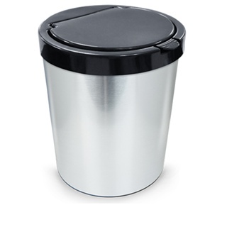 Lixeira Cesto Tipo Inox Com Tampa Click 10 Litros Prata Luxo Banheiro Cozinha Escritório TOY25670