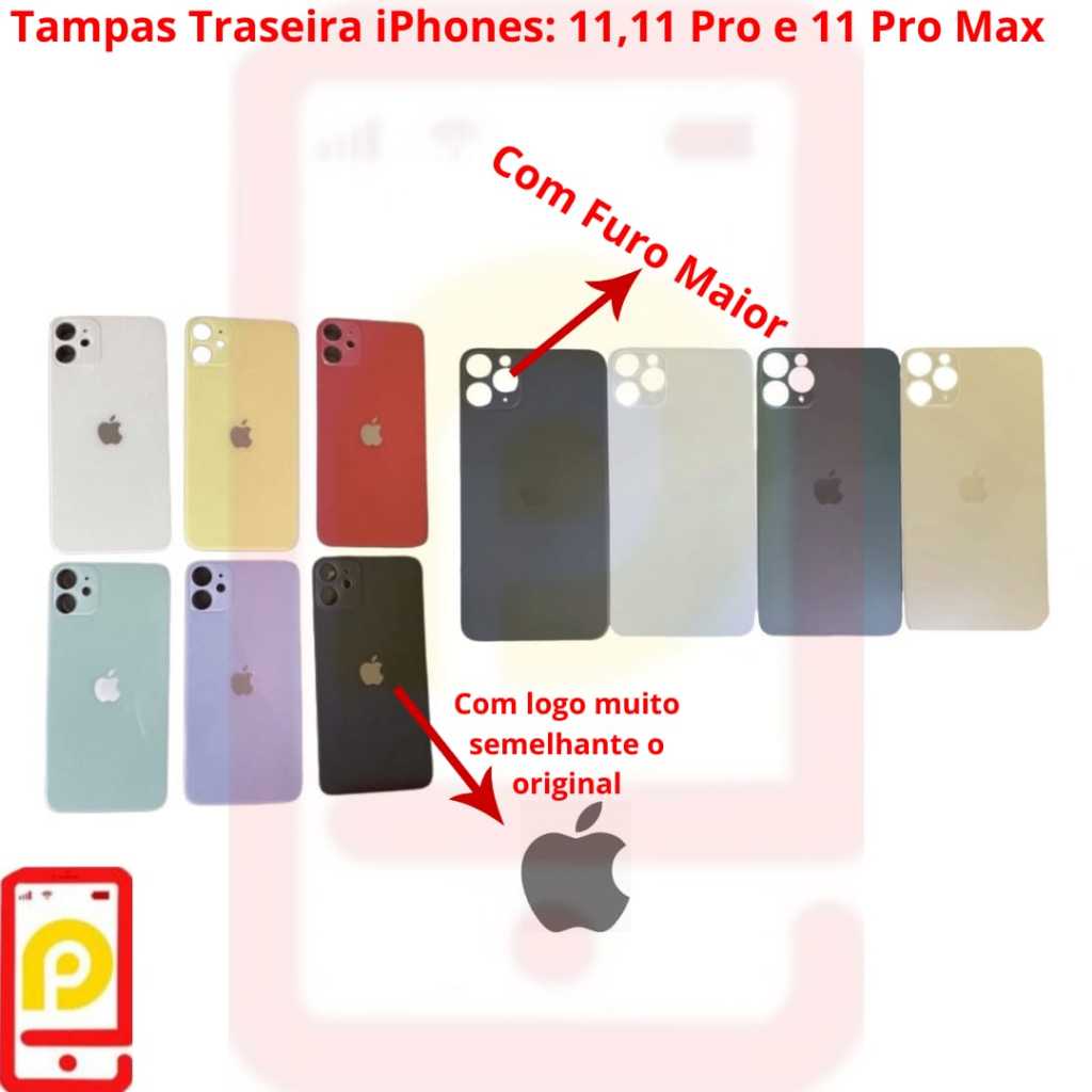 Tampa Traseira De Vidro iPhone 11, 11 Pro e Pro Max