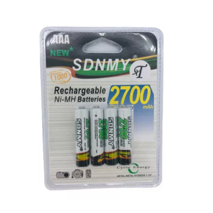 Pilha Recarregavel 2700mah AAA Palito Cartela Kit 4 Unidade