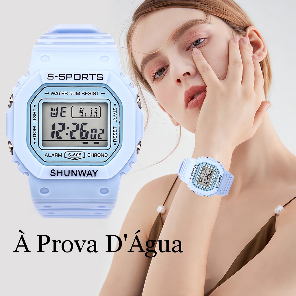 Relógio De Casal A Prova D'água Eletrônico Relógio Silicone Feminino Digital LED Original Unissex