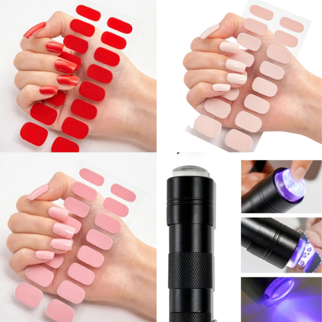 Película de Esmalte Adesiva em Gel Semi Curada Autocolante/Cabine Lampada Led Luz Uv Fácil Aplicação