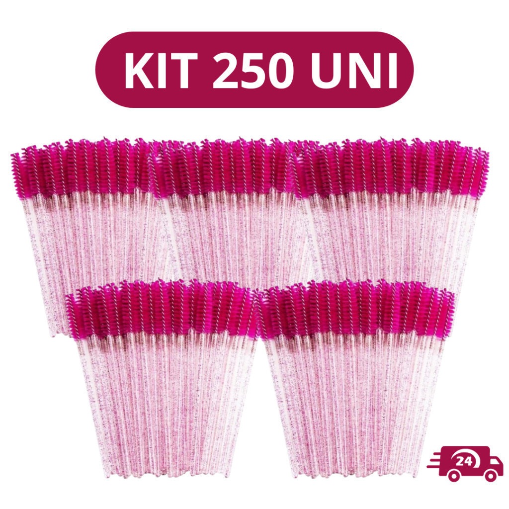 Escovinhas com glitter para extensão de cílios e sobrancelhas – pacote com 250 unidades