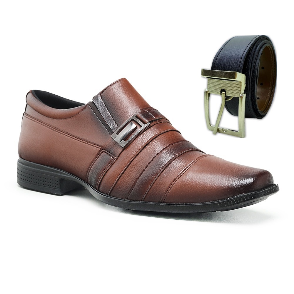 Kit Sapato Masculino Social  Dia a Dia Confortável  com Cinto