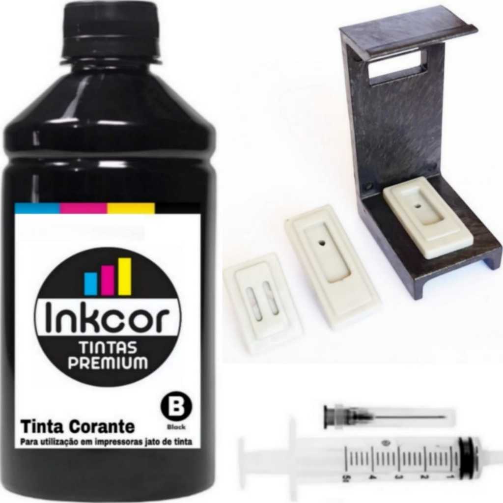 Tinta Recarga Compativel Impressora HP Cartucho 662 662 XL Preto + Sugador + Manual