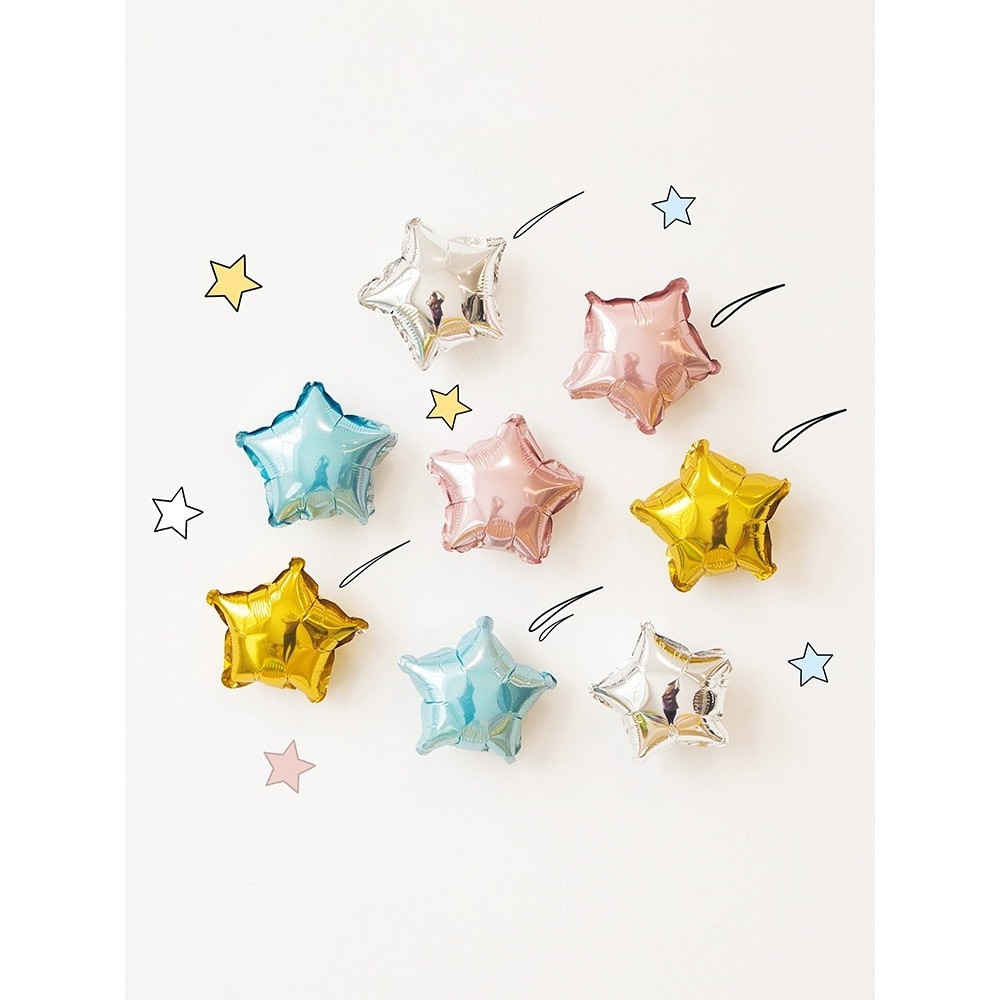Kit c/ 10/20/30 Balão Metalizado Estrela 5 Polegadas /12 cm Decoração para Festa/Casamento Dia Das Mães E Dia Namorado