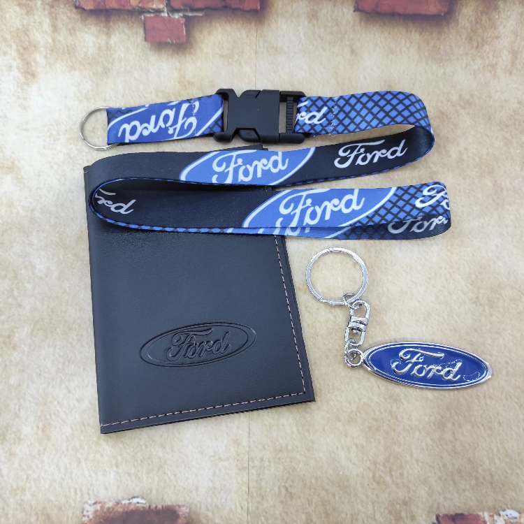Kit Ford de porta documentos em couro + chaveiro