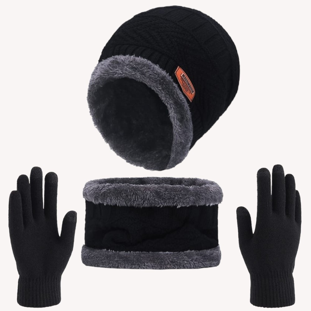 Touca de Frio Forrada + Gola Forrada + Luva normal - Masculina e Feminina Kit Inverno
