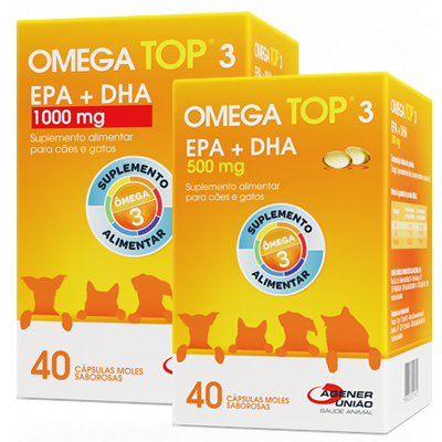 Ômega Top 3 Suplemento para Cães e Gatos 500/1000 mg - 40 Cápsulas