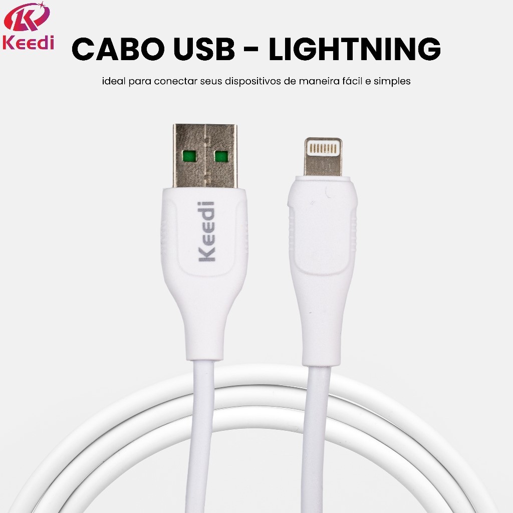 Cabo Universal USB 1M Keedi Lightning V8 Tipo C