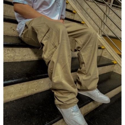 Calça Cargo Masculina Cintura Elastica e Cordão Ajustavel Skateboard Unissex Várias Cores