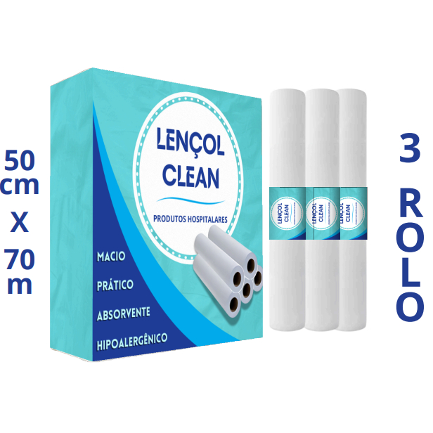 Kit 3 Lençol Descartavel Papel Hospitalar Maca 70x50 3 Rolos