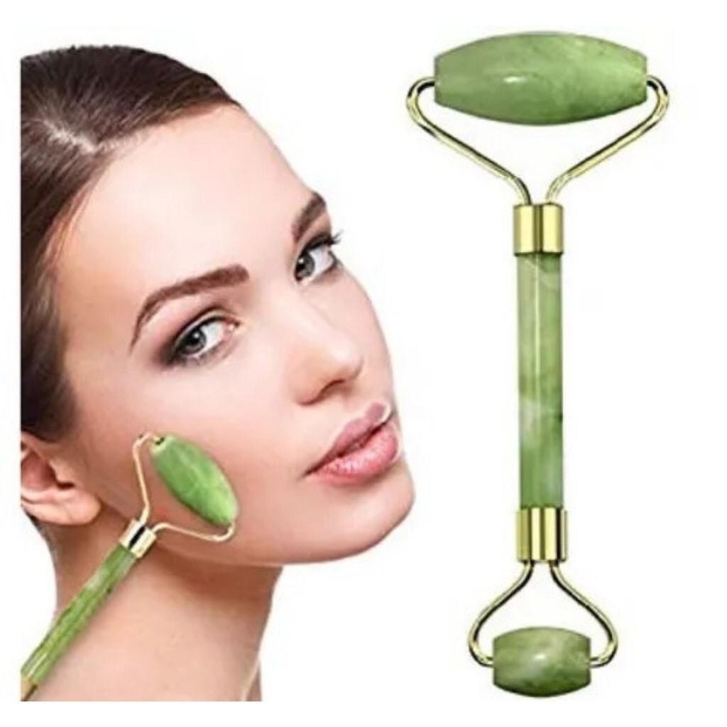 Rolo Pedra de Jade Placa Gua Sha Massagem Facial Anti Ruga - Rolinho