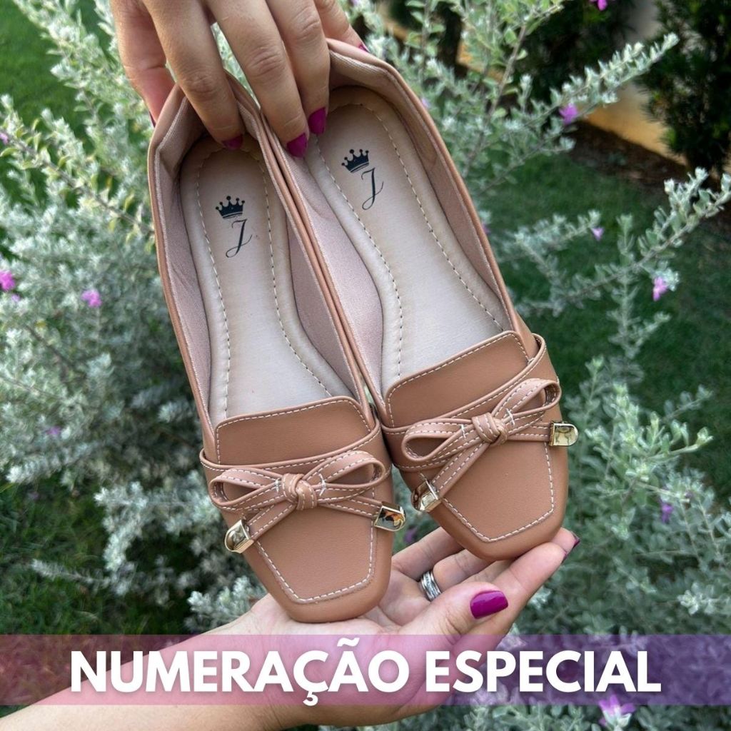 Mocassim Feminino Numeração Especial 41 ao 43 Sapatilha Feminina Bico Quadrado Confort Sapato Moda