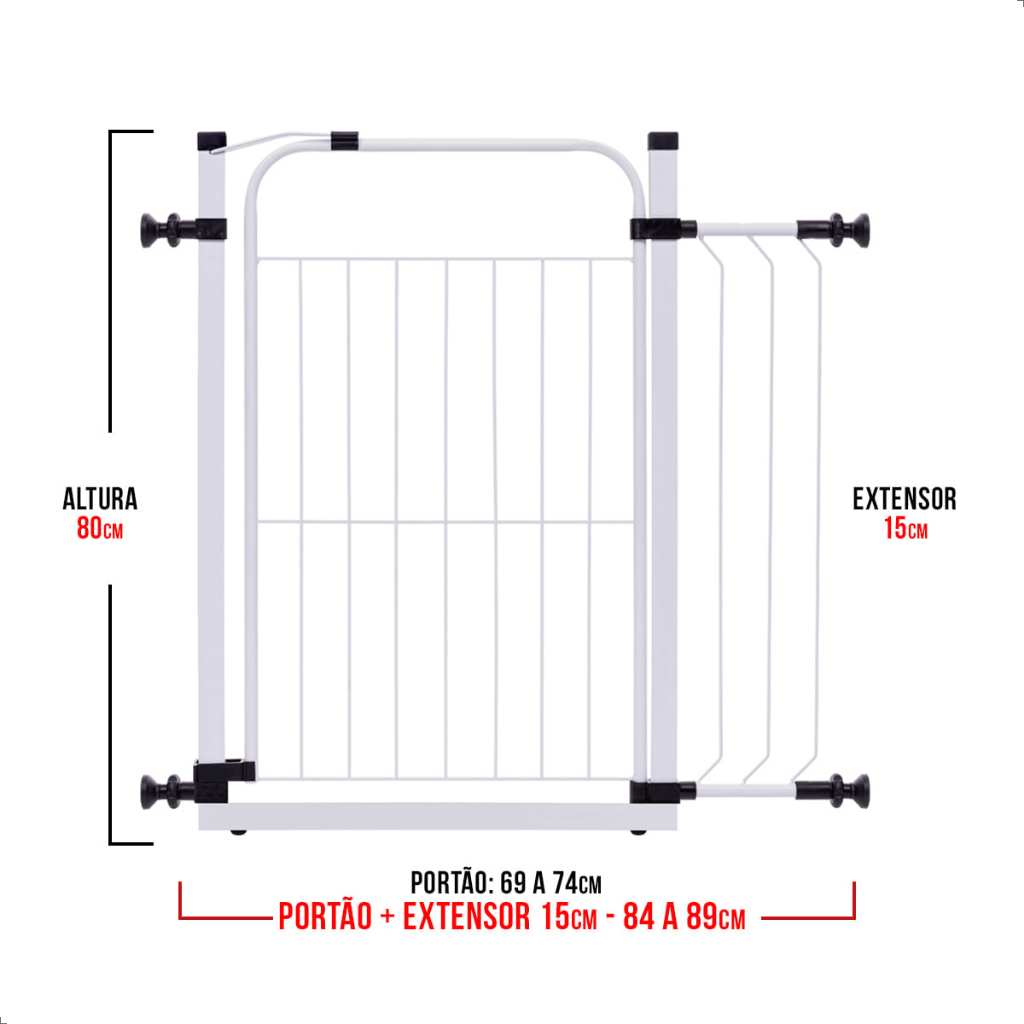 Portão Segurança Proteção Pet (Vãos de 84 a89cm) NÃO PRECISA FURAR A PAREDE